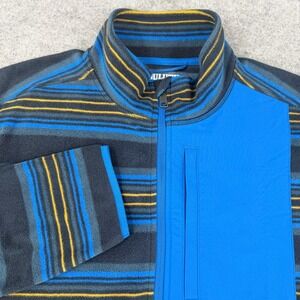 Duluth Trading Co Men's Fleece Large Blue Aztec Checkpoint 1/4 Zip Mock Pullover